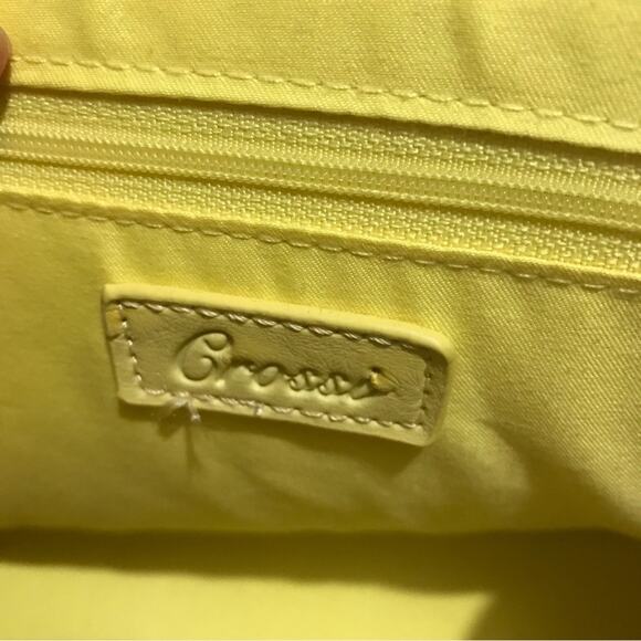 Crossi Yellow Textured Structured Crossbody Shoulder Bag Purse Vintage Style - Picture 6 of 10